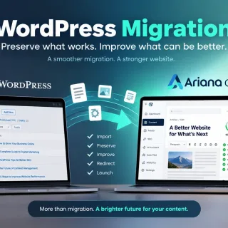 WordPress migration from WordPress to Ariana CMS with SEO, performance and content improvements