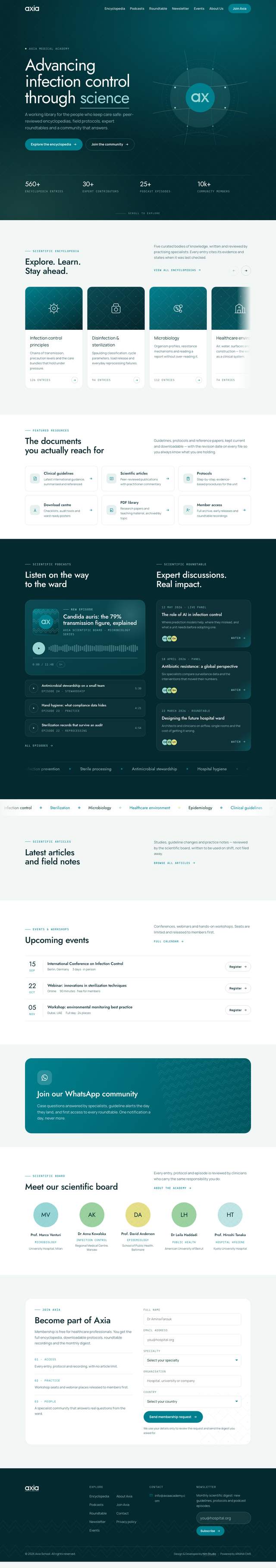 Full home page of axia.school, built on Ariana