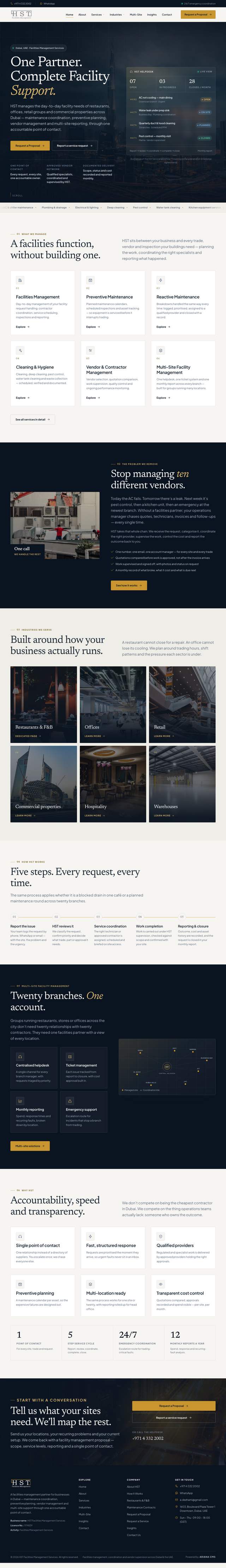 Full home page of hstfacilities.ae, built on Ariana